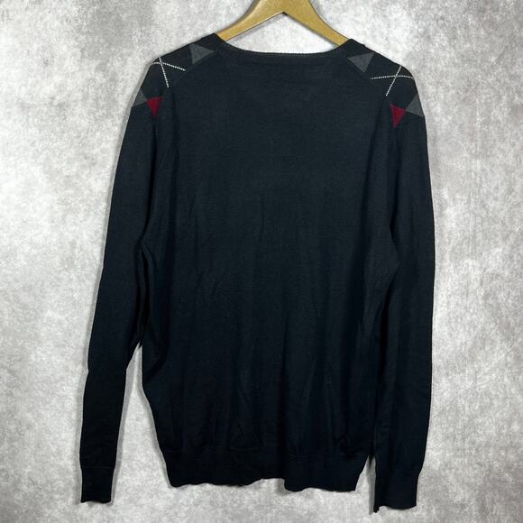 INC International Concepts Merino Wool Sweater Mens Size XL‎ Black Argyle Blend - Picture 4 of 9